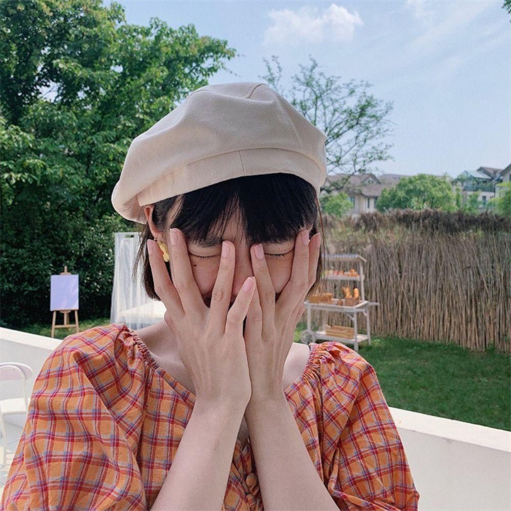 Однотонная кепка художника хлопковая шляпа модные береты для девочек