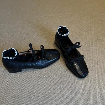 Туфли Мэри Джейн на низком каблуке женские туфли в стиле ретро черные кожаные туфли с одной педалью и бантом