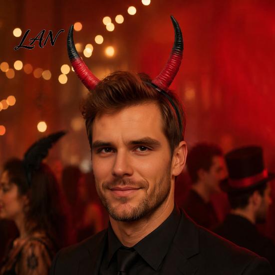 Snap-on Horn Accessories Halloween Ram Headband, Detachable Devil Headpiece for DIY Headband Kit Carnival Party, Festival Cosplay Hair Accessory,
