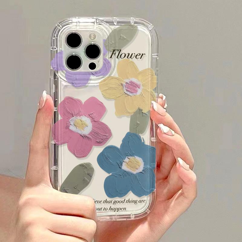 Чехол для телефона с изображением цветов в виде масляной живописи для iPhone 11, чехол для iPhone 12, 13, 16, 14, 15, Pro Max, 7, 6, 8 Plus, XR, XS, X, SE, противоударный, мягкий, задняя крышка
