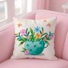 Наволочка Подушка Чашка с Цветами Мягкая Плюшевая Ткань Двусторонняя Печать Декоративная Для Дома Гостиная Подарок Наволочка
