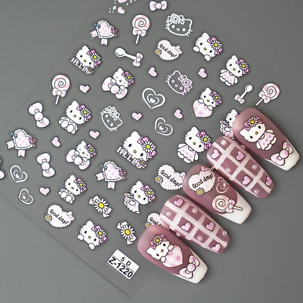 Redanco 5D тисненые наклейки для ногтей Hello Kitty - 3D клейкие декали