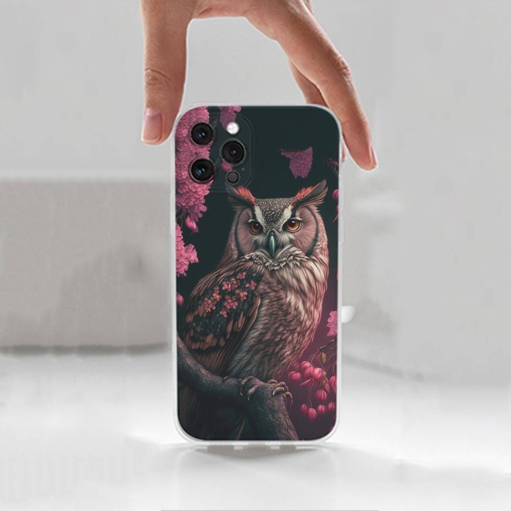 Милый C-Цветной Сова B-Птица Чехол Для iPhone X,XS,SE,12,15,Pro,17,Plus,11,Max,13,XR,14,16,Mini,Прозрачный Мягкий Чехол