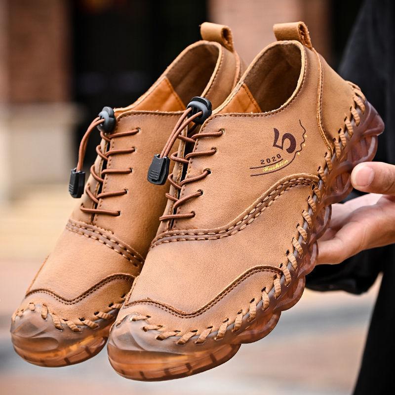 Hy первый слой натуральной коровьей кожи мужская повседневная обувь сшитая вручную модная мужская обувь для активного отдыха кожаная обувь с большим размером головы спортивная оснастка