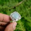 925 Sterling Silver Radiant Natural Aquamarine Handmade Solitaire March New Ring