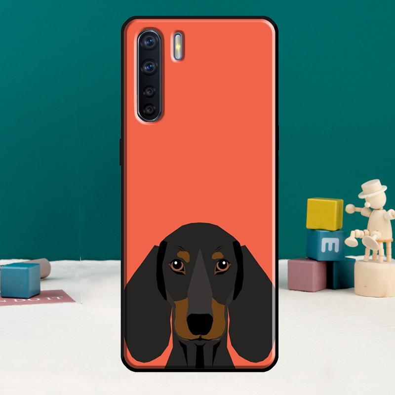 Cartoon Dachshund Sausage Dog Phone Case For Oppo A78 A96 A58 A18 A38 A98 A17 A77 A80 A40 A60 A16 A76 A74 A94 A54 A15 A57S