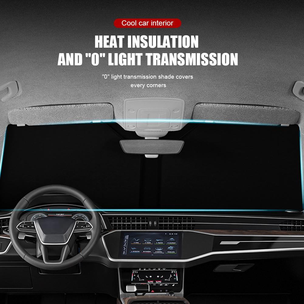 70*140cm Car Windshield Shade Universal Front Windscreen Sun Shade Sun Protection Double-Layer Window Cover Collapsible for Auto With Storage Bag