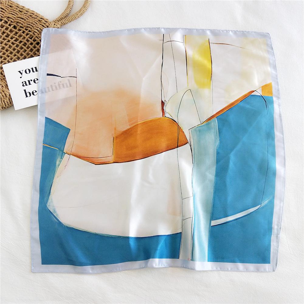 53CM Silk Scarf Small Square Scarf Versatile For Women Spring And Autumn Thin Design Fashionable And Stylish Decorative Scarf Professional Flight