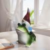 Cartoon Gnome Riding Frog Statue Resin Crafts Dwarf Sculpture Durable Garden Gnomes Figurine  Home