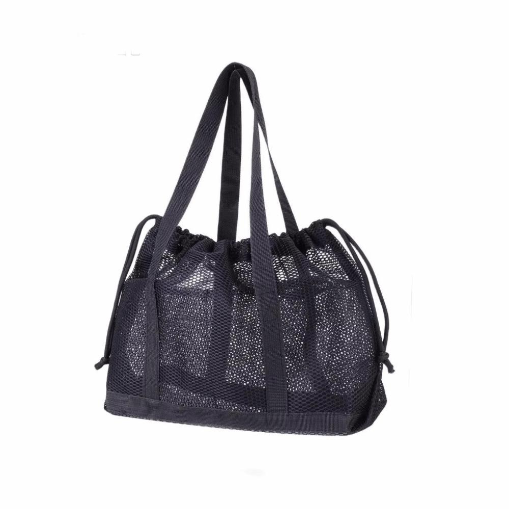 Mesh Drawstring Beach Bag Large Capacity Shopping Handbag Casual Travel Toiletry Bag
