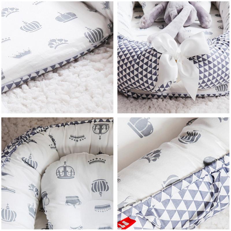 Детская кровать-гнездо с подушкой, портативная кроватка, дорожная кровать, хлопковая колыбель для малышей для новорожденных