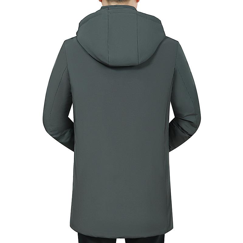 Мужская куртка с капюшоном, зимняя теплая толстая куртка на молнии с длинным рукавом, мужская пуховая куртка с воротником-стойкой