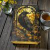 Handmade Leather Journal with Raven Art – 200 Deckle-Edge Pages | Size 5×7 inch |