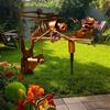Handmade Metal Rockin' Bee Windmill Wind-Powered Kinetic Flower Bee Sculpture Statue Wind Spinner Yard Lawn Garden Patio Decoration