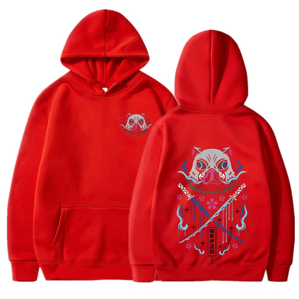 Иноске Аниме Толстовки Мужские Женские Kimetsu no Yaiba Каваий Манга Свитшоты Готика Харадзюку Толстовка с капюшоном Повседневная Уличная одежда