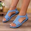 Модная обувь для женщин 2024 года, горячая распродажа, женские сандалии с открытым носком, летние джинсовые, однотонные, повседневные, пляжные, большого размера, удобные сандалии