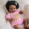 19 Inch Soft Cloth Body Reborn Baby Doll Lanny Africa American Dark Skin Newborn Dolls Lifelike Hand Implanted Curly Hair Rebirth Dolls for Kids Toy