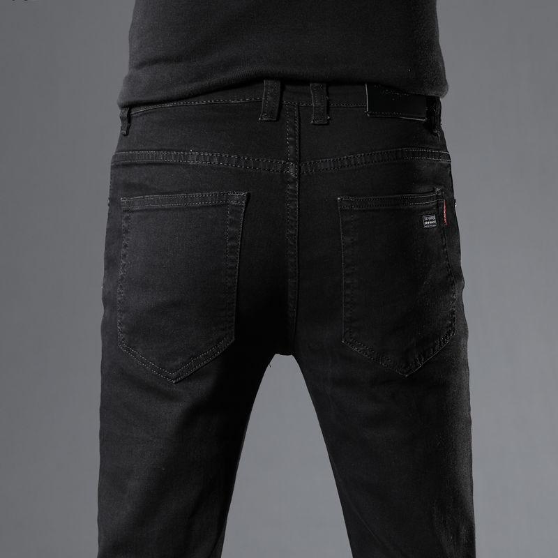 Men's Jeans Straight Slim Casual Stretch Mid-waist Trousers