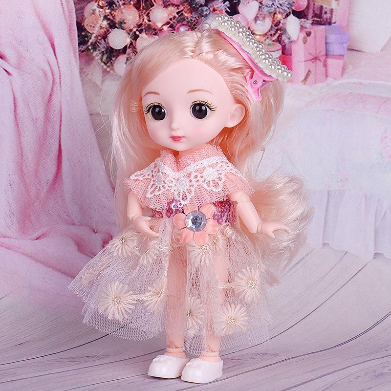 Мини подвижная 21 шарнирная кукла 16 см, игрушка для девочек, 3D большие глаза, BJD принцесса, полная одежда, коллекция платьев, детская кукла в подарок
