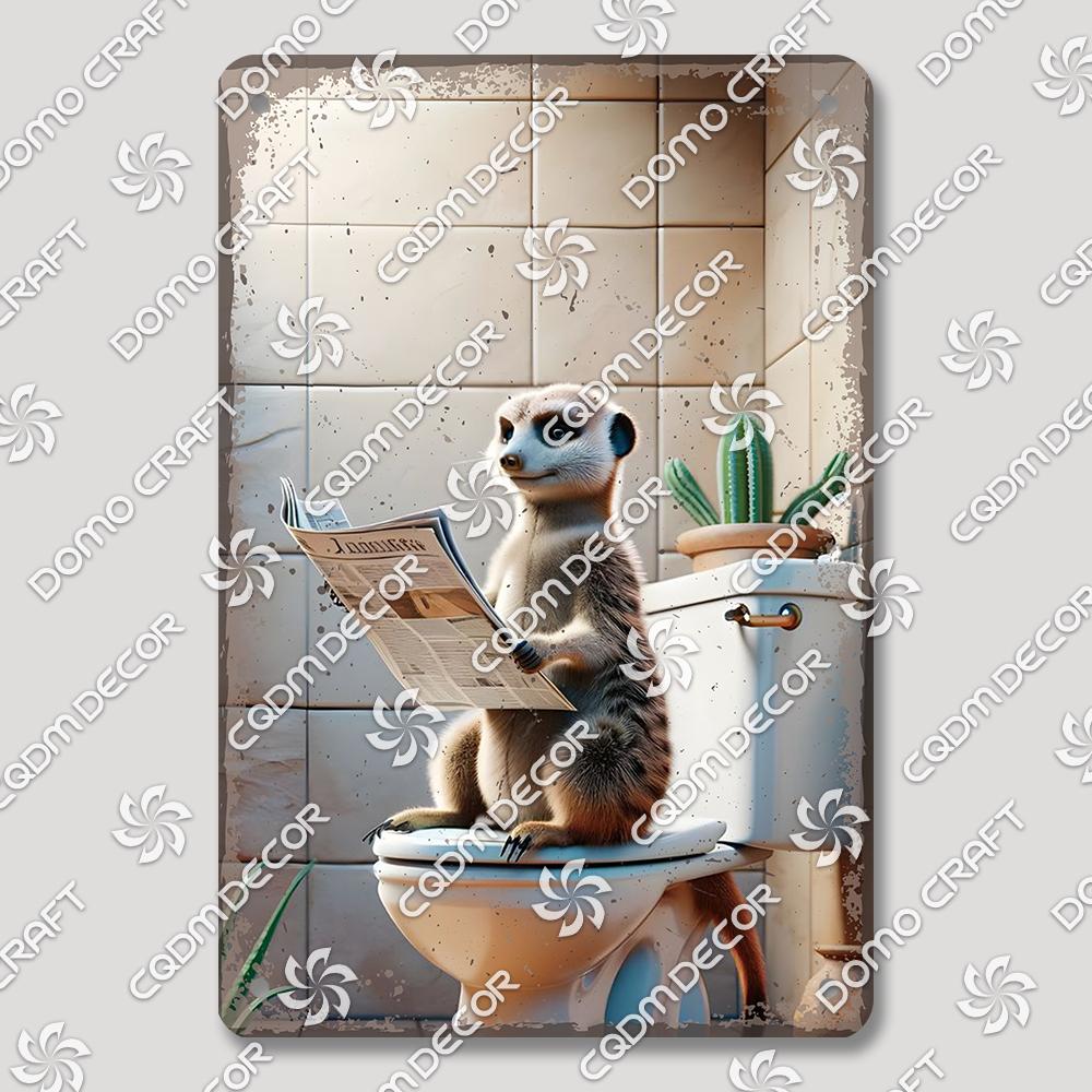 Забавная туалетная жестяная табличка Винтажный металлический постер Кролик Енот Кошка Собака Металлические таблички Ретро настенный декор для кафе ванной дома