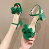 Women Solid Color Open-toe Sandals Summer One-line Buckle Fashion Temperament Bow Knot Comfortable Shoes