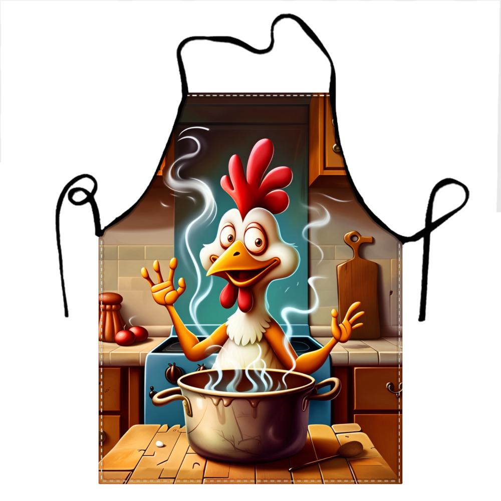 Chicken Cooking Apron Kitchen Chef Cartoon Rooster Design Fun Gift For Cooks And Food Lovers