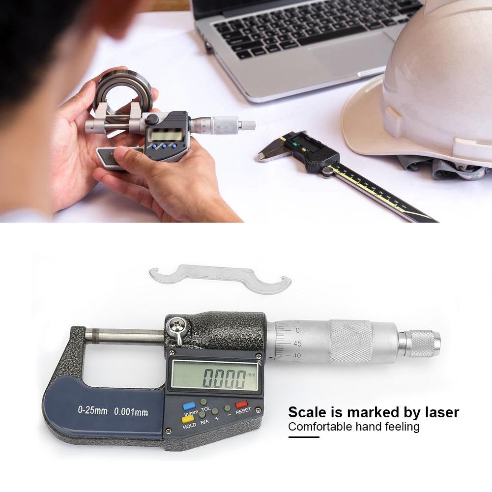 Measure Tool 0 25mm Electronic Digital Micrometer 0.001mm Thickness Gauge and Wrench Set