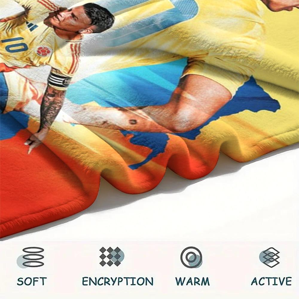 James Rodriguez Colombia Football Star Flannel Throw Blanket, Soft Warm Sofa Bed Cover, Soccer Fan Home Decor Blanket