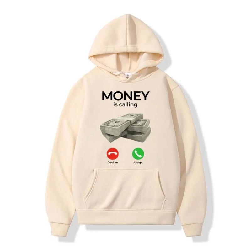 Осень Зима Мужские Толстовки Деньги Зовут Принт Наличные Толстовка Мужская Женская Свитшот Принт Унисекс Уличная Одежда Топы Одежда