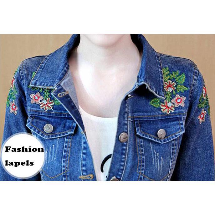 Women Plus Size Denim Jacket Long Jeans Jacket Coat Casual Frayed Female Basic Jackets