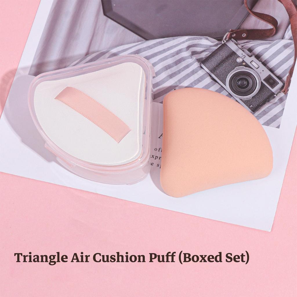 Пуховка с воздушной подушкой и футляром - Мягкая, толстая пуховка для макияжа для жидкой и пудровой основы, спонж-пуховка | Круглая, квадратная, треугольная, варианты 3 штуки