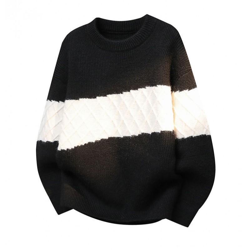 Unisex Chunky Knit Sweater Round Neck Long Sleeve Casual Pullover Teens Adults