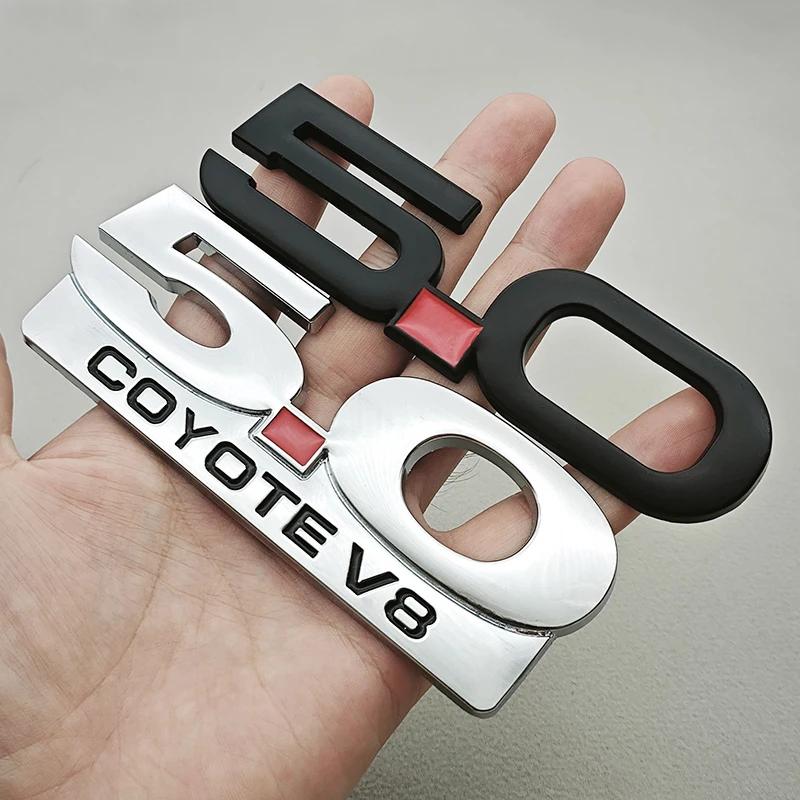 3D Metal Car Sticker 5.0 COYOTE V8 Logo Badge Rear Trunk Fender Side Emblem For Ford Mustang GT500 Cobra Focus Mondeo Accessorie