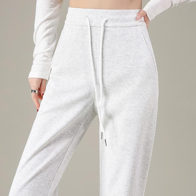 Весна Осень Новые Модные Расклешенные Брюки для Женщин Высокая Талия Slim Fit Однотонные Повседневные Спортивные Штаны