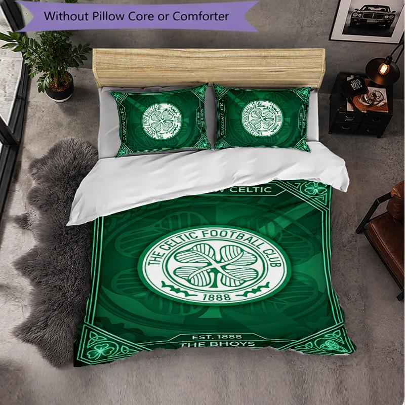 Celtic FC Themed Bedding 3Pcs Duvet Cover Set Decorative Bed Linen For Teen Room Home Decoration