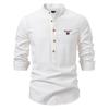 Gant 2025 Spring/Summer Embroidery New Large Stand Up Collar Shirt Men's Solid Color Casual Men's Long Sleeve Shirt