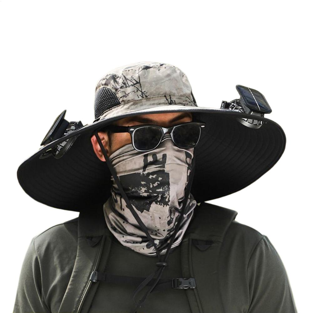 Шляпа с вентилятором Защита от УФ лучей Шляпа для рыбалки на открытом воздухе с солнечным вентилятором Перезаряжаемый Дышащий козырек Охлаждение Защита от УФ лучей Рыболовные аксессуары