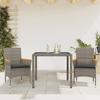 VidaXL Garden Dining Set and Cushions 3 Pcs Grey Rattan Glass, Outdoor Dining Set, Furniture of 3278651