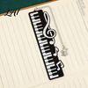 Unique Bookmark With Charm Piano Bookmark Stainless Steel Music Note Page Marker Musical Decorative Book Accessory for Lovers Black White