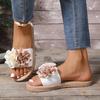 Повседневные тапочки женские 2025 легкая женская обувь с открытым носком женские тапочки для улицы смешанных цветов цветочные больших размеров на плоской подошве с сандалиями