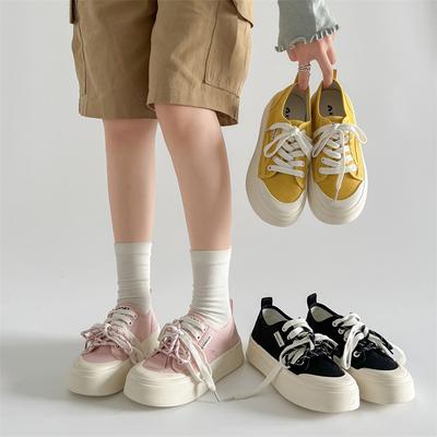 Повседневная легкая женская обувь ретро на толстой подошве низкие парусиновые кеды женские новая летняя повседневная обувь с мягкой стелькой