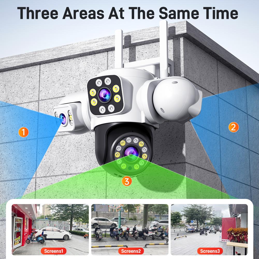 YOOSEE Ai APP 15 МП наружная камера с тремя объективами, WIFI и степенью водонепроницаемости IP66