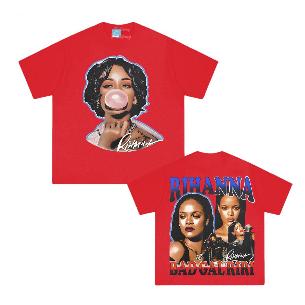 Футболка RIHANNA BUBBLEGUM Футболка с коротким рукавом в том же стиле певицы Рианны 100% Хлопок Модная Удобная Одежда Harajuku Летняя Футболка