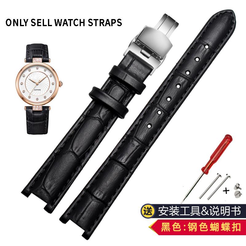 For Rossini 516752 616764 517784 5758G Notch Watch Chain Cowhide Leather Watchband Red Bracelet Men Women 14mm 16mm 18mm Strap