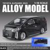 Новая модель автомобиля Toyota Alphard MPV из цинкового сплава в масштабе 1/18, литая металлическая игрушечная машинка, модель автомобиля с высокой имитацией звука и света, детские подарочные украшения