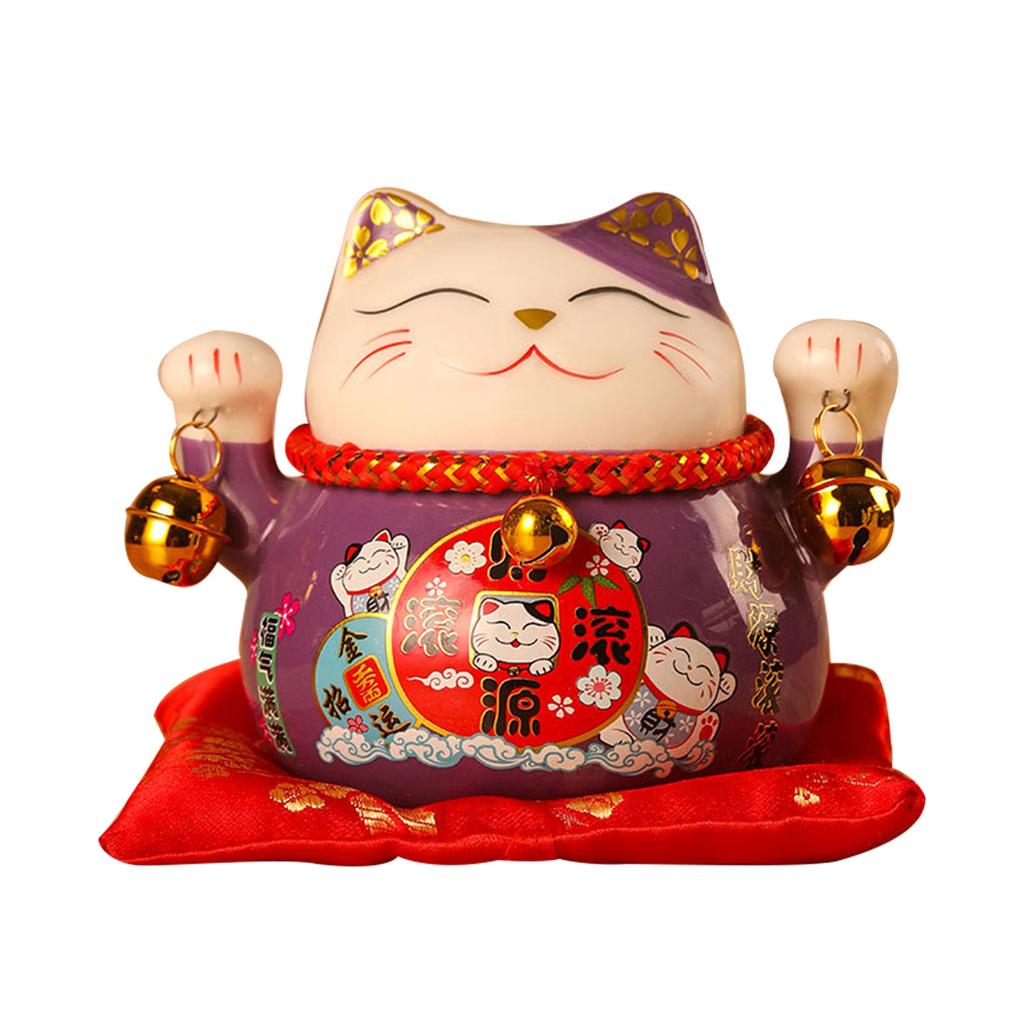 Копилка для монет Lucky Cat 4,5 дюйма, изысканная, милая, приносящая удачу, керамическая, настольная, для хранения монет