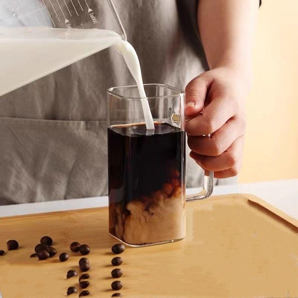 Чайная соломинка Питьевая квадратная кружка с крышками Кофе со льдом Одноцветная ручка