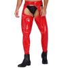 Mens High Waist Patent Leather Pants Cutout Design Nightclub Attire
