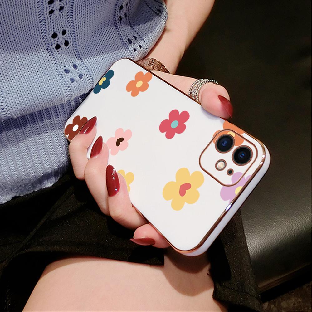 Красочные печатные узоры с квадратным краем корпуса с покрытием корпуса телефона Роскошное покрытие Мягкий чехол для телефона для iPhone Motorola Moto OnePlus Samsung