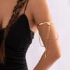Gold Armlet Adjustable for Women Girls Upper Arm Cuff Minimalist Bangle Arm Bracelet Tassel Armband